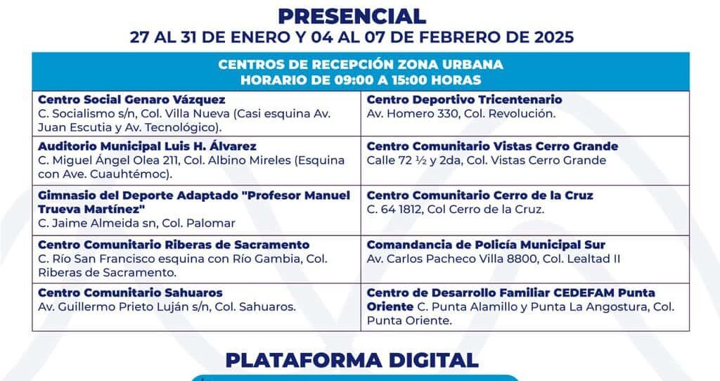 Ubica los Centros de Recepción para el registro de Mi Beca Chihuahua en sus modalidades de Excelencia Académica y Formación 2025
