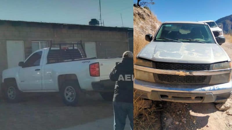 Recupera AEI en Guachochi dos pick ups con reporte de robo