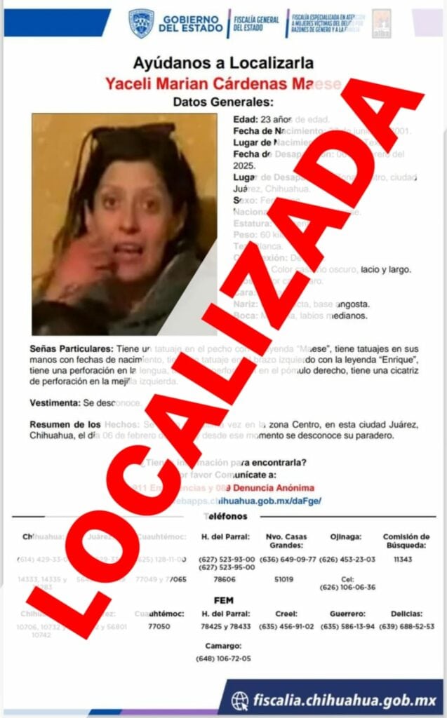 Localiza FEM Zona Norte sanas y salvas a cuatro mujeres con reporte de ausencia en Ciudad Juárez