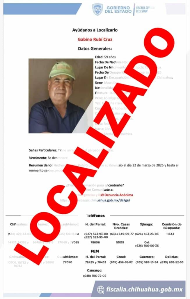Localiza AEI a hombre con reporte de desaparición en Parral