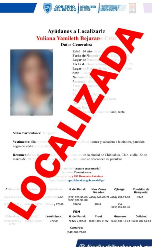 Localiza FEM a dos mujeres con reporte de ausencia en Chihuahua