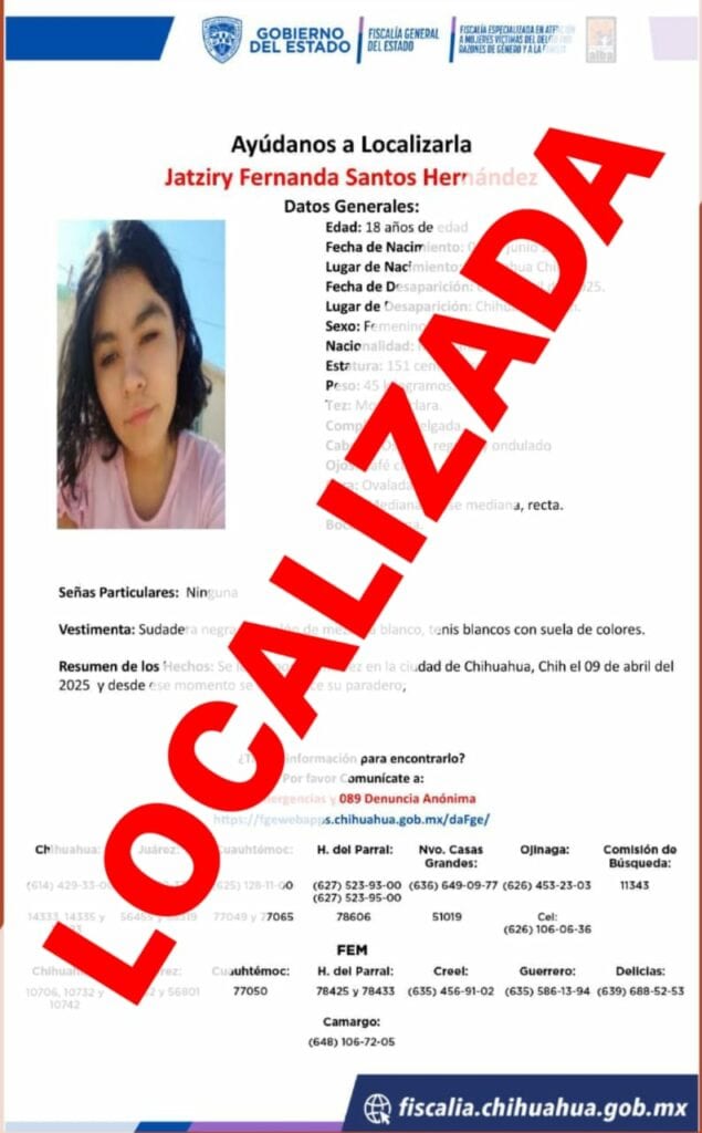 Localiza FEM a joven reportada ausente el pasado miércoles