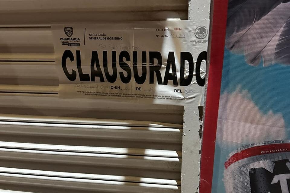 Clausura Gobernación Estatal 14 establecimientos durante la última semana