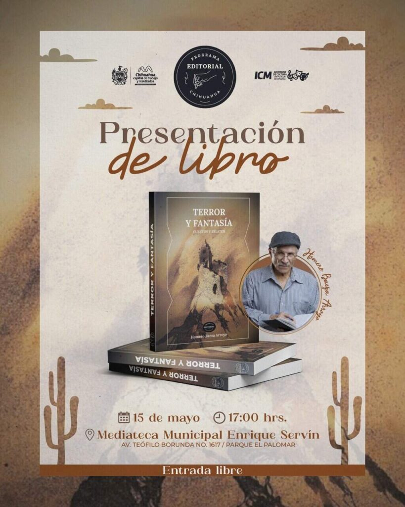 Invitan a la presentación del libro «Terror y Fantasía» de Homero Baeza Arroyo