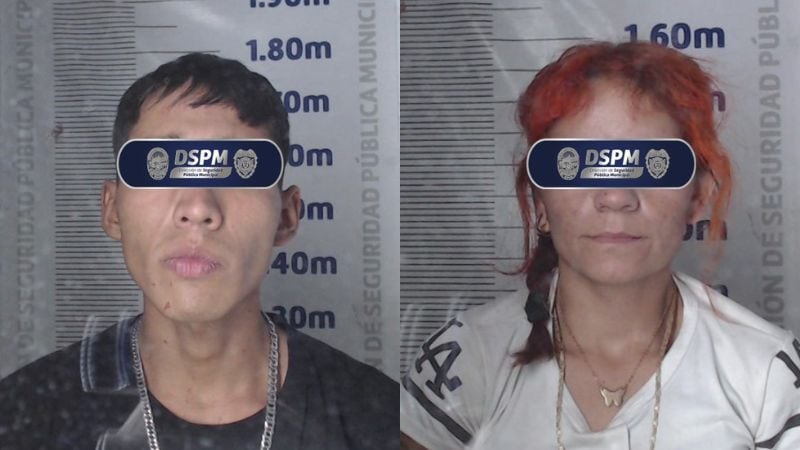 Policias municipales detienen a pareja motociclista por narcomenudeo